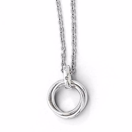 QW328-18 White Ice SS White Ice Three Ring Diamond Necklace