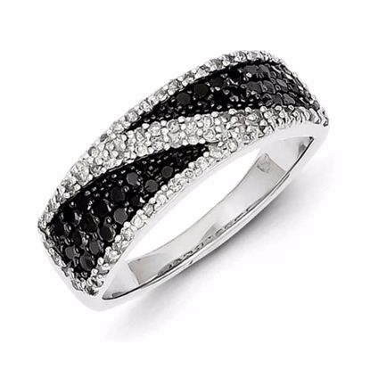 QR5332-6 Closeouts Sterling Silver Black and White Diamond Ring