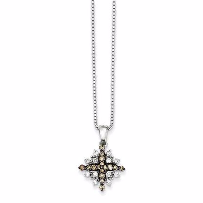 QP3621 Closeouts Sterling Silver White & Champagne Diamond Pendant