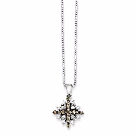 QP3621 Closeouts Sterling Silver White & Champagne Diamond Pendant