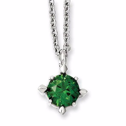 SRN1017-18 Celtic Stainless Steel Green CZ Pendant 18in Necklace