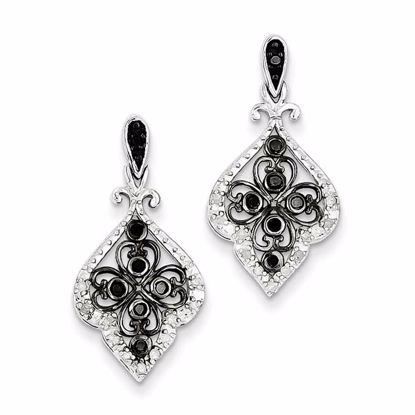 QE7730 White Night Sterling Silver Black & White Diamond Earring
