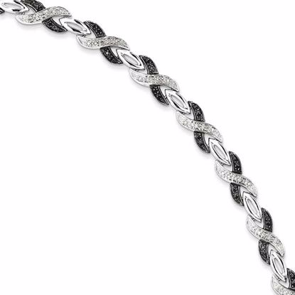 QDX1220 White Night Sterling Silver Black & White Diamond Bracelet