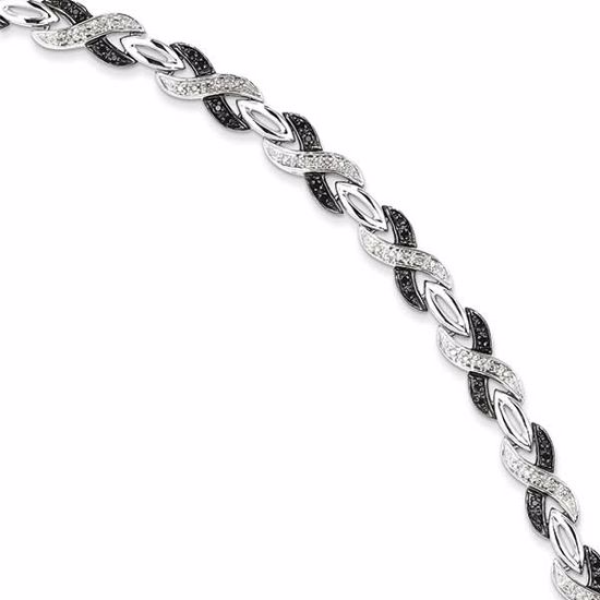 QDX1220 White Night Sterling Silver Black & White Diamond Bracelet