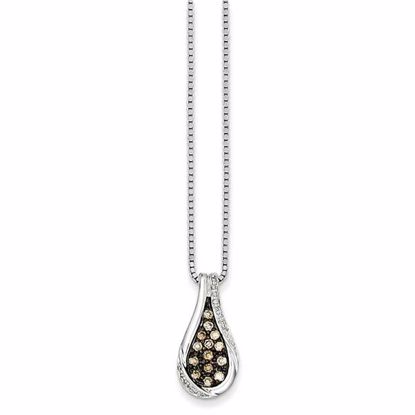 QP3618 White Night Sterling Silver Champagne Diamond Teardrop Pendant
