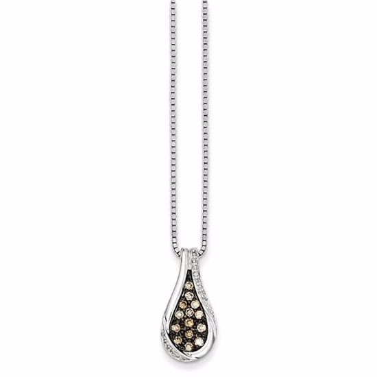 QP3618 White Night Sterling Silver Champagne Diamond Teardrop Pendant