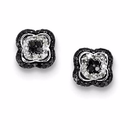 QE10922 Closeouts Sterling Silver Black & White Diamond Earrings