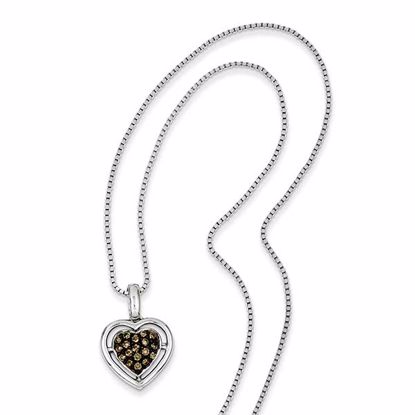 QP3628 White Night Sterling Silver Champagne Diamond Heart Pendant