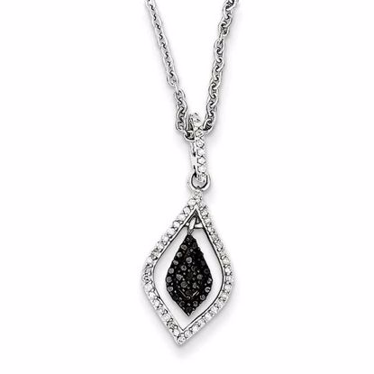 QP3839 White Night Sterling Silver Black and White Diamond Fashion Pendant