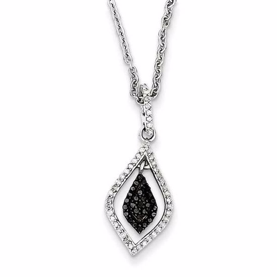 QP3839 White Night Sterling Silver Black and White Diamond Fashion Pendant