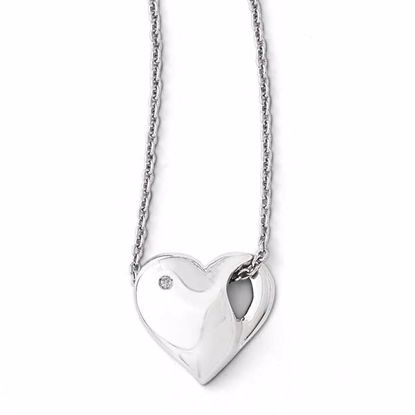 QW289-18 White Ice SS White Ice .01ct. Diamond Heart Necklace