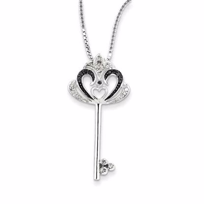 QP3760 White Night Sterling Silver Black & White Diamond Pendant