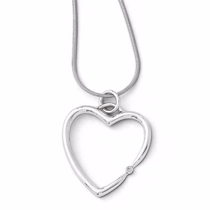 QW270-18 White Ice SS White Ice .01ct. Diamond Heart Necklace