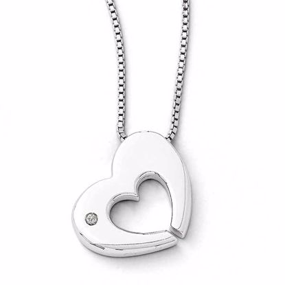 QW159-18 White Ice SS White Ice .02ct Diamond Heart Necklace