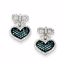 QE10728 White Night Sterling Silver Blue & White Diamond Heart & Bow Post Earrings