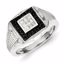 QR5492-11 Closeouts Sterling Silver Rhodium Plated Black and White Diamond Men's Ring
