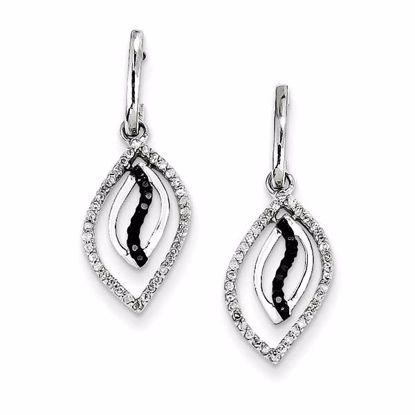 QE10917 White Night Sterling Silver Black and White Diamond Earrings