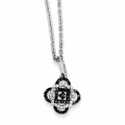 QP3814 White Night Sterling Silver Black and White Diamond Pedant