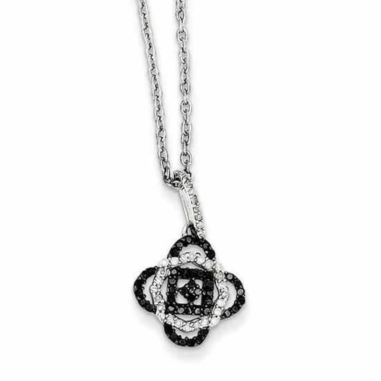 QP3814 White Night Sterling Silver Black and White Diamond Pedant