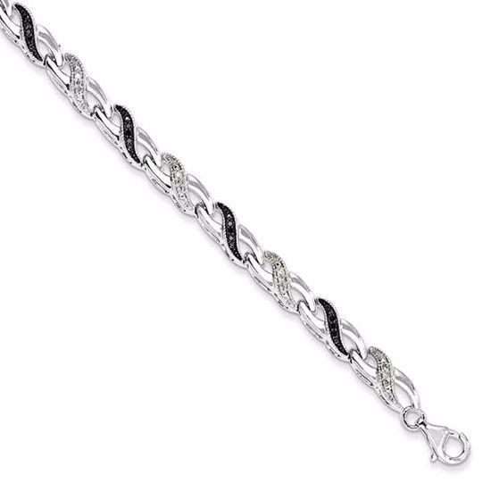 QDX1237 White Night Sterling Silver Black & White Diamond Bracelet