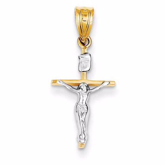 M2591 Confirmation/Communion 14k Two-tone INRI Crucifix Pendant