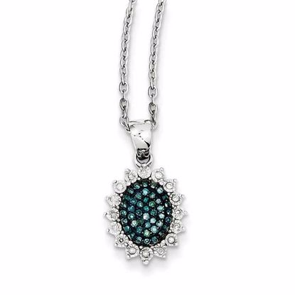 QP3713 White Night Sterling Silver Blue and White Diamond Pendant
