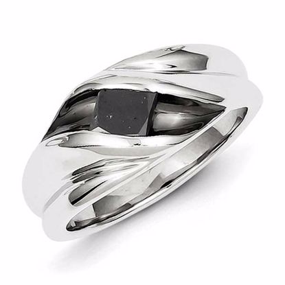 QR5494-9 Closeouts Sterling Silver & Black Rhodium and Black Diamond Mens Ring