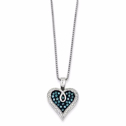 QP3646 Closeouts Sterling Silver Blue & White Diamond Pendant Necklace
