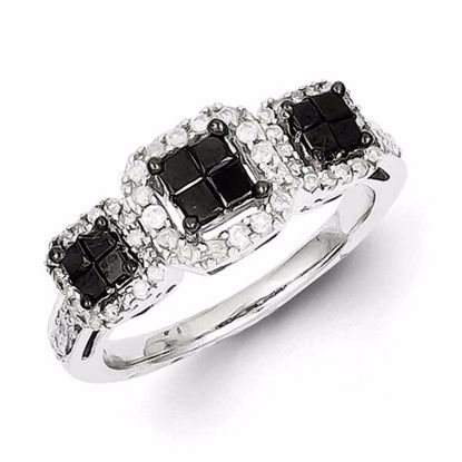 QR3230-6 Closeouts Sterling Silver Black & White Diamond Ring