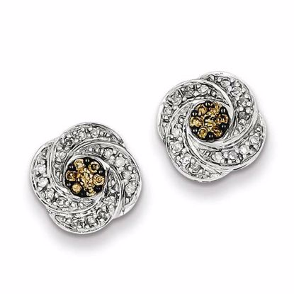 QE10703 Closeouts Sterling Silver White & Champagne Post Earrings