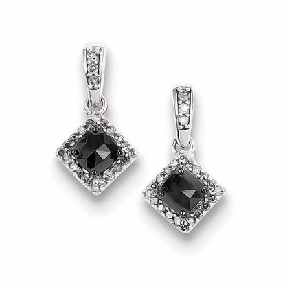 QE10873 White Night Sterling Silver w/ Black and White Diamond Post Dangle Earrings