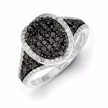 QR2972-8 Closeouts Sterling Silver Black & White Diamond Ring