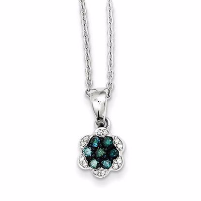 QP3715 White Night Sterling Silver Blue & White Diamond Pendant Necklace