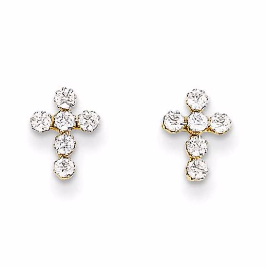 SE2070 Confirmation/Communion 14k Madi K CZ Cross Post Earrings
