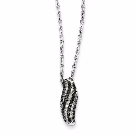 QP3836 White Night Sterling Silver Rhodium Plated Black & White Diamond Slide