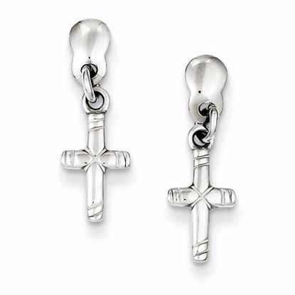 QE4275 Confirmation/Communion Sterling Silver Dangle Cross Earrings