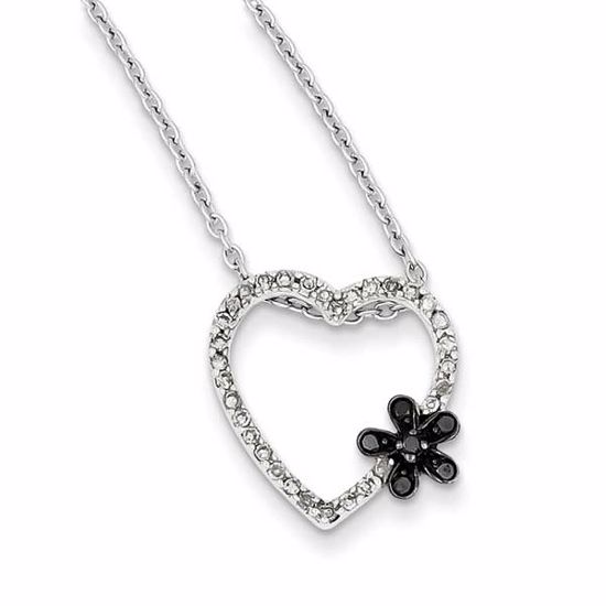 QP2368 White Night Sterling Silver Black & White Diamond Heart Pendant