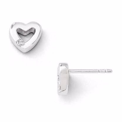 QW162 White Ice SS White Ice .04ct Diamond Heart Earrings