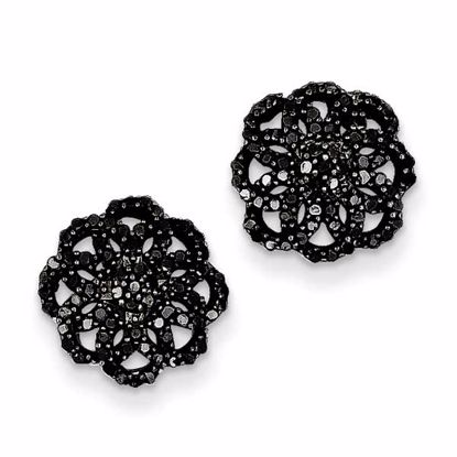 QE10883 Closeouts Sterling Silver Black Diamond Post Earrings