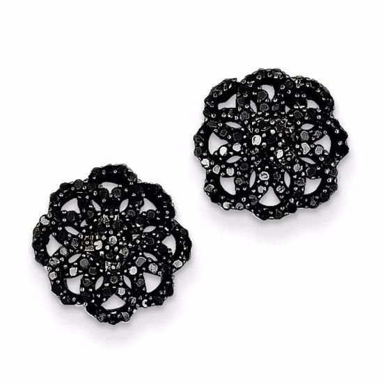 QE10883 Closeouts Sterling Silver Black Diamond Post Earrings