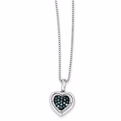 QP3648 White Night Sterling Silver Blue Diamond Small Heart Pendant