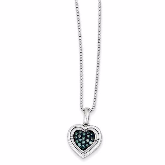 QP3648 White Night Sterling Silver Blue Diamond Small Heart Pendant