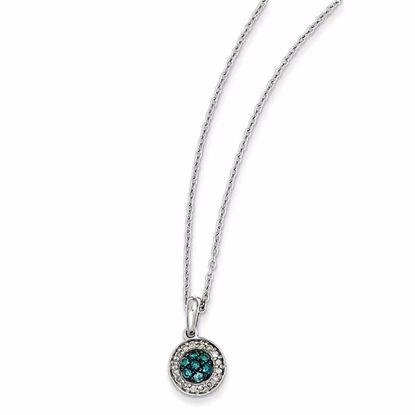 QP3665 White Night Sterling Silver White & Blue Diamond Pendant
