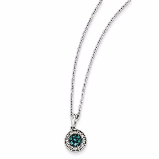 QP3665 White Night Sterling Silver White & Blue Diamond Pendant