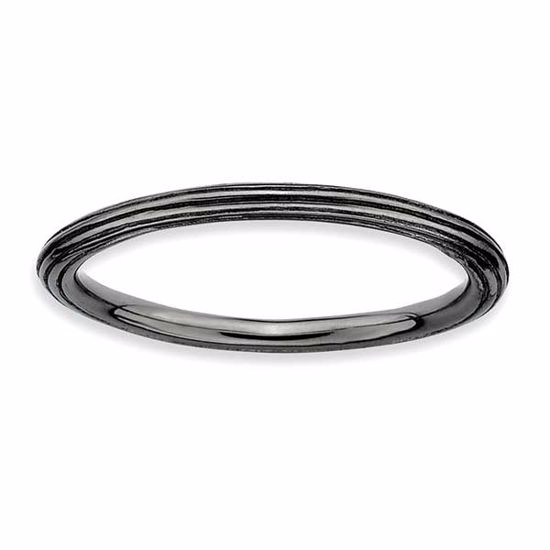 QSK185-7 Stackable Expressions Sterling Silver Stackable Expressions Black-plated Step-down Ring