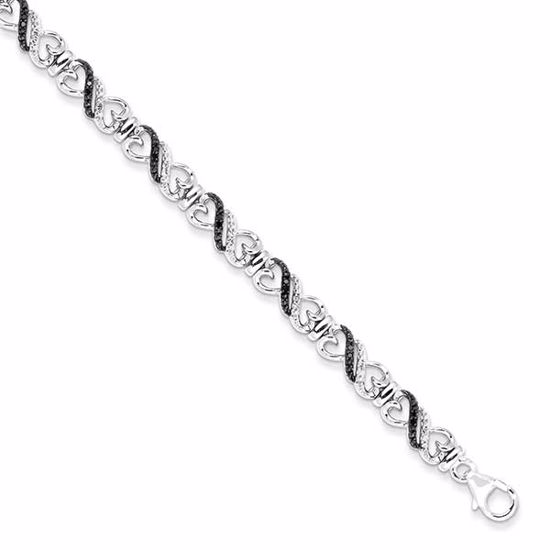 QDX1215 White Night Sterling Silver Black & White Diamond Bracelet