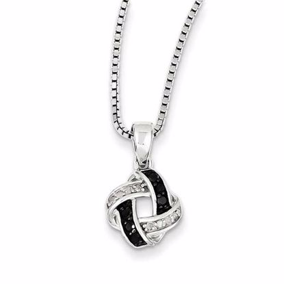 QP2360 White Night Sterling Silver Black & White Diamond Pendant Necklace