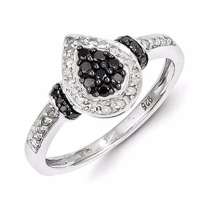 QR5384-6 Closeouts Sterling Silver Black & White Diamond Ring