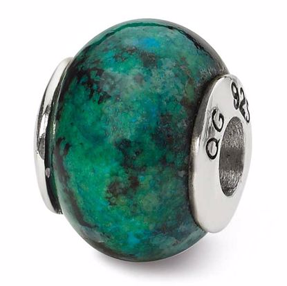 QRS1705 Reflection Beads Sterling Silver Reflections Blue GreenRecon Serpentine Stone Bead