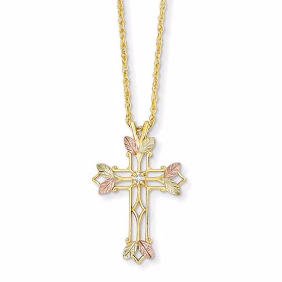 10BH381 Celtic 10k Black Hills Gold Diamond Cross Pendant